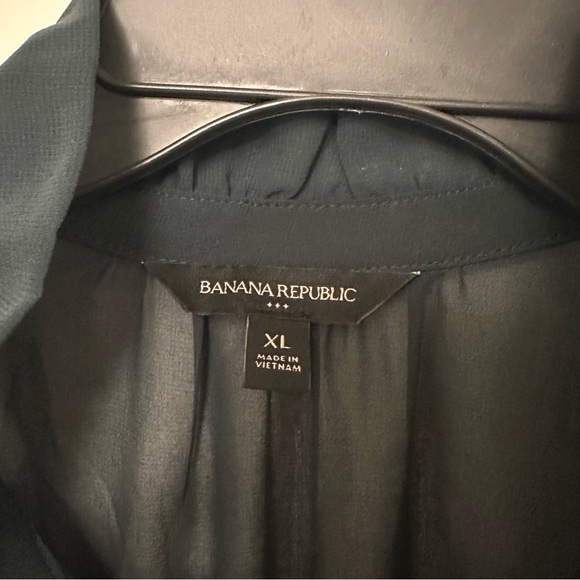 Banana Republic Dark Green Long Sleeve Belted Midi Shirt Dress Women's size XL - Picture 6 of 11